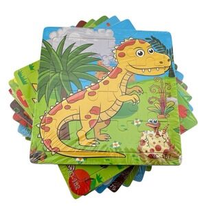9 Mini Wooden Children's Jigsaw Puzzles Animal Themed - 16 Pieces Each